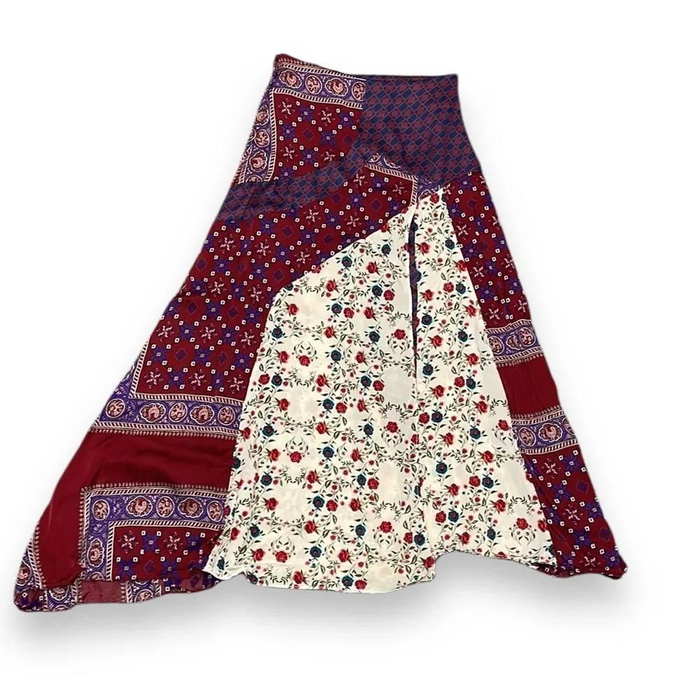 Sandro Paris Dua Asymmetric Patchwork Maxi Skirt Small‎ - Picture 12 of 14